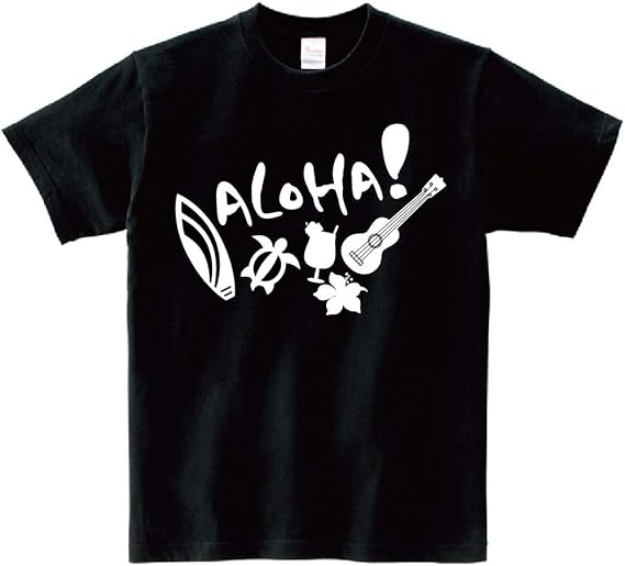 Amazon Tシャツ ハワイ アロハ ウクレレ ハイビスカス カメ サーフボード オリジナル メンズ キッズ プリント イラスト Tシャツ カットソー 通販