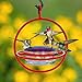 Mosaic Birds Hummingbird Feeder for Outdoors Hanging, 3.4 OZ Hummingbird Feeders, Glass Bowl with 4 Feeding Ports, Leak Proof Lid & Circular Perch, Red Bird Feeder, Unique Hummingbird Feeders