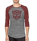 Transformers Autobots Logo Adult Arctic Gray and Rustic Red Baseball Raglan T-shirt (Adult XX-Large)