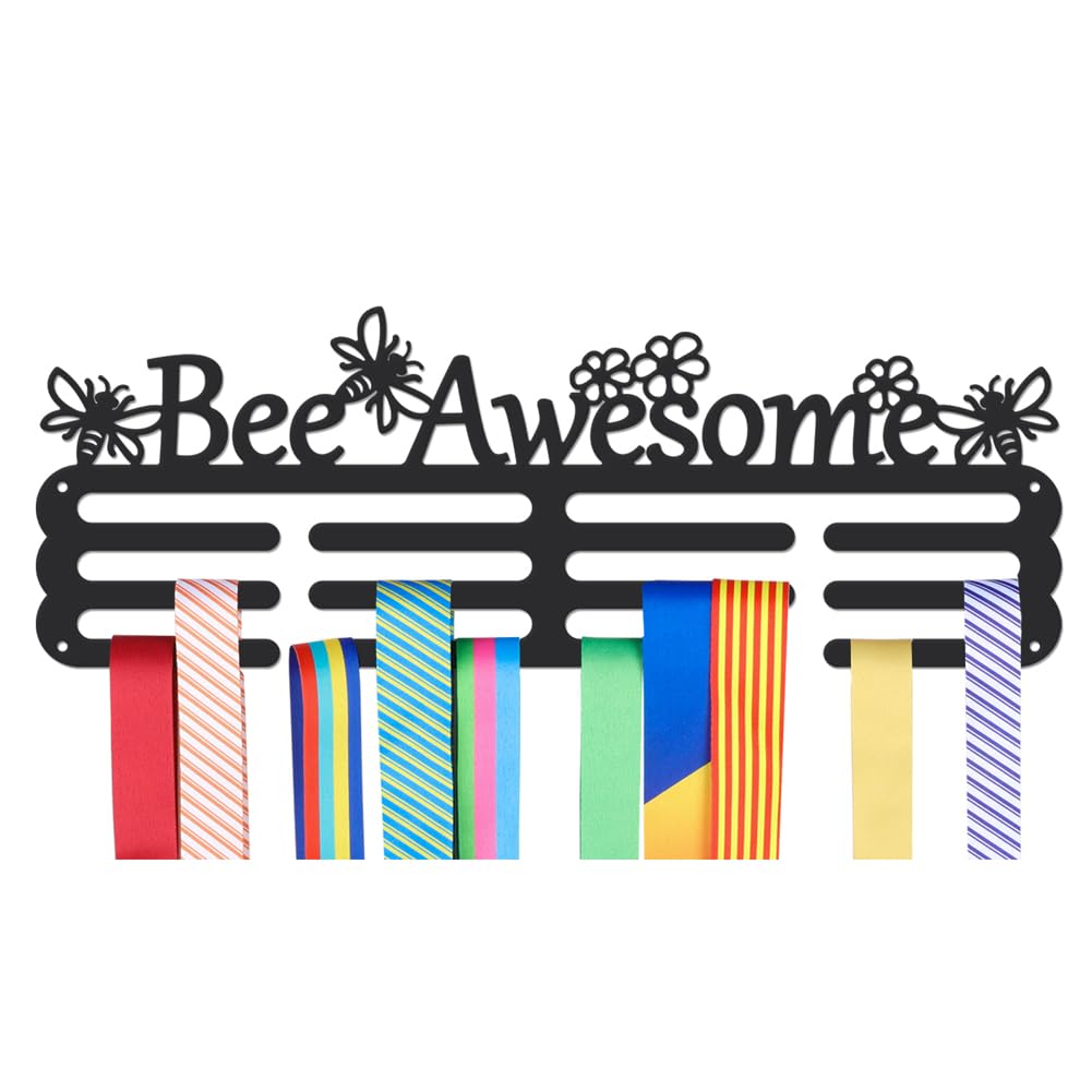 NBEADS Medals Hanger Display Holder Rack, Bee Awesome Medals Display Wall Mounted Frame Medal Holder Hooks Ribbon Holder for Competition Medal Wall Hanging Display, Mount Over 50 Medals