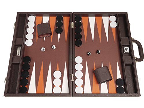 Silverman & Co Backgammon Set, 19-Inch, Large, Dark Brown Board