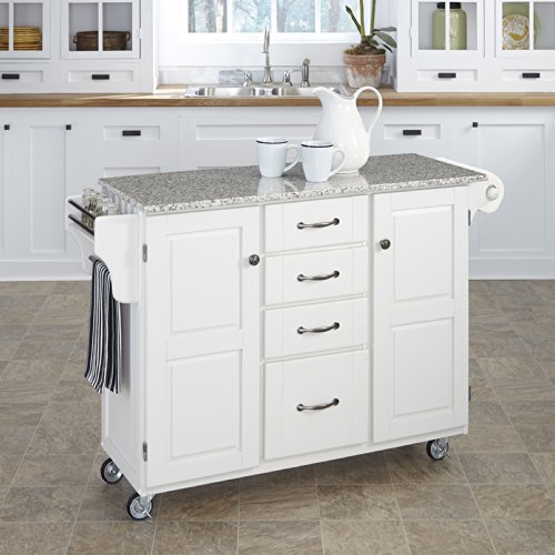 Home Styles 9100-1023 Create-a-Cart 9100 Series Cuisine Cart with Salt and Pepper Granite Top, White, 52-1/2-Inch