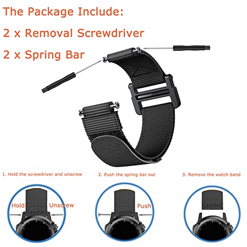 22mm Nylon Woven Loop Watch Band Compatible with Garmin Forerunner