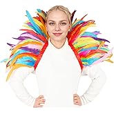 ZHYUFEIQXIA Natural Feather Shawl Cape Mardi Gras Outfit for Women Set Cosplay Costumes for Halloween Carnival Party Favor