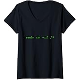 Womens Sudo rm rf - Programmer, Engineer, Coder, Linux V-Neck T-Shirt