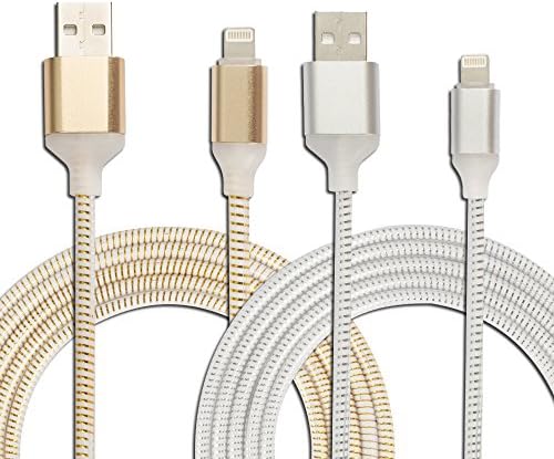 Lightning Cable, HelloEdge iPhone USB Charging Cable 6FT Gradual Color LED Light Night Light Glowing High Speed Cord for Apple iPhone, iPad, iPod (2 Pack) (Golden+Sivler)