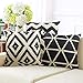 WEYON Geometric Pattern Throw Pillows Covers 18 x 18 Inch Cotton Linen Cushion Covers for Couch Decorative Set of 4