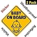 NEW DESIGN: Reflective Baby on Board Sticker Sign (Adhesive) for Your Car or Auto (2 Pack) by Bayamo