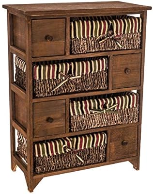 Brown Wooden Wicker Maize Basket Storage Large Chest Cabinet Retro