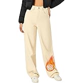 ACTIFORTERRAS Fleece Lined Jeans for Women Winter Warm Pants Mid Rise Straight Leg Thermal Denim Arvetera