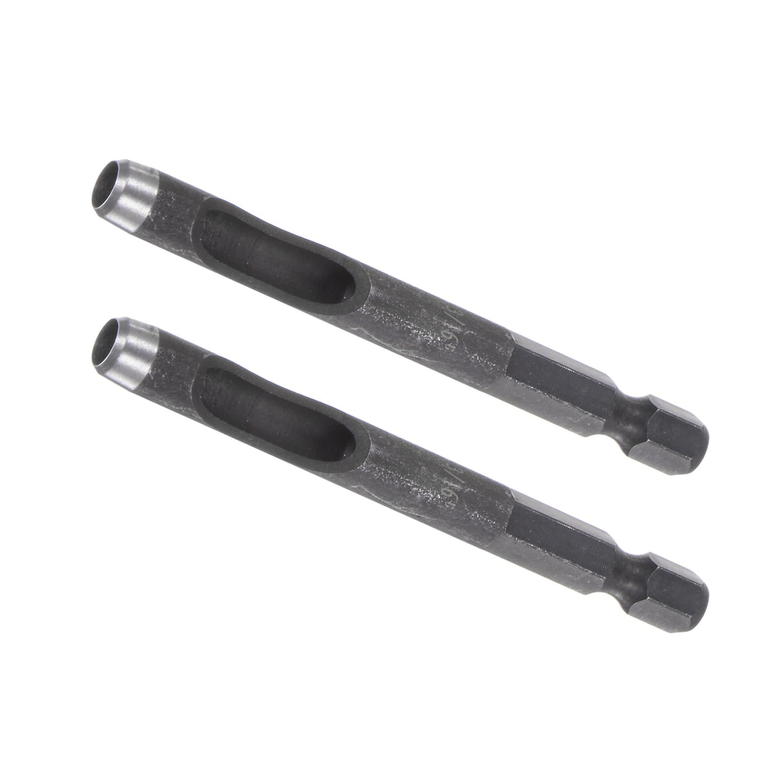 Kozelo 2pcs Leather Hole Punch Tool - [3/16" x 1/4" Shank] Extension Hex Shank Drill Bit Carbon Steel Hollow Puncher for Fabric Leathercraft Belts Use, 102mm Length