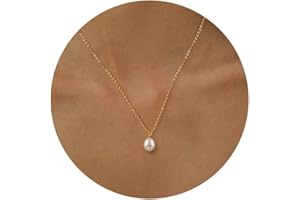Tewiky Pearl Necklaces for Women, Dainty Gold Necklace 14k Gold Plated Single Pearl Necklace Simple Pearl Choker Necklaces for Women Trendy Cute Gold Necklace Jewelry for Women