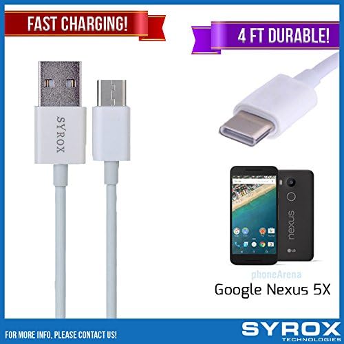 Syrox 20-Pack USB Type-C Cable, Reversible 4 ft Ultra Durable Fast Charging for Google 5X, Samsung Galaxy Note 8, S8 Plus, LG V30, V20, G6, G5, Google Pixel, 6P, Nintendo Switch and All