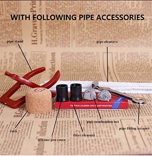 Home-organizer Tech Wooden Smoking Pipe Tobacco Pipe with Pipe Accessories True Man's Essential Fashion Decoration Choice (Round Bottom)