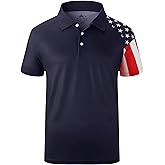 ZITY Men's Flag Golf Polo Shirts Short Sleeve Tactical Collared Shirt Men Outdoor Moisture Wicking Shirts