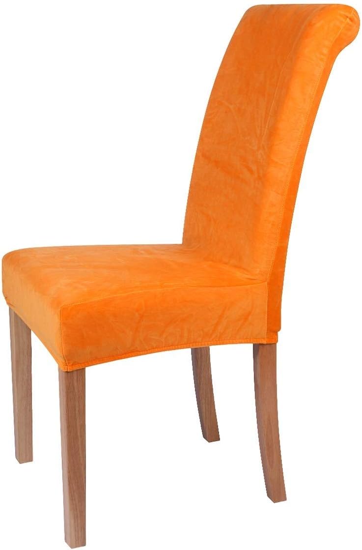 YEDMY Stretch Dining Room Chair Covers Velvet Soft Washable Dining Stool Removable Chair Slipcover Seat Protector (Orange, 6)