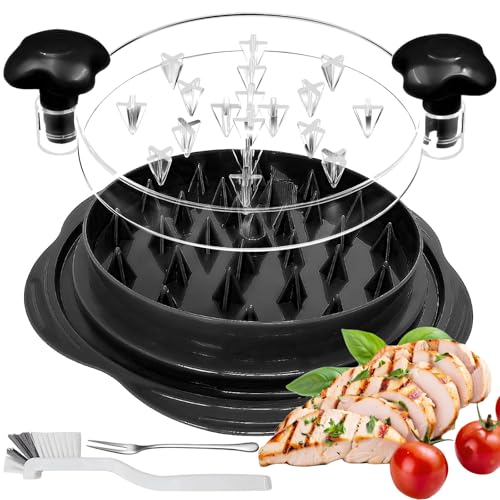 Desmenuzador de Pollo - 25CM Trituradora de pollo, Tapa Visual, Mango Ergonómico, Antideslizante y Lavavajillas lavables, Chicken Shredder para Cortar Carnes Vegetales Queso Duro(Negro)