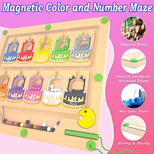DUKVSG Color and Number Maze Wooden Board Puzzles