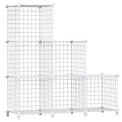 FUNLAX Wire Cube Storage Organizer, 6 Cube Metal Closet Organizers And