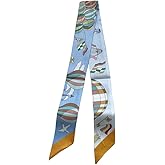 JERLA 100% Mulberry silk Scarf Head Hair Ribbon Handbag Handle wrap Tie Bundle Neckerchief Scarf for women