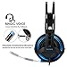 R2 Gaming Headset PS4 One , LED Light & Noise-Isolation MicrophonePC Mac Controller with Crystal Stereo Bass Surround Sound Soft Memory Earmuffs for PCthumb 1