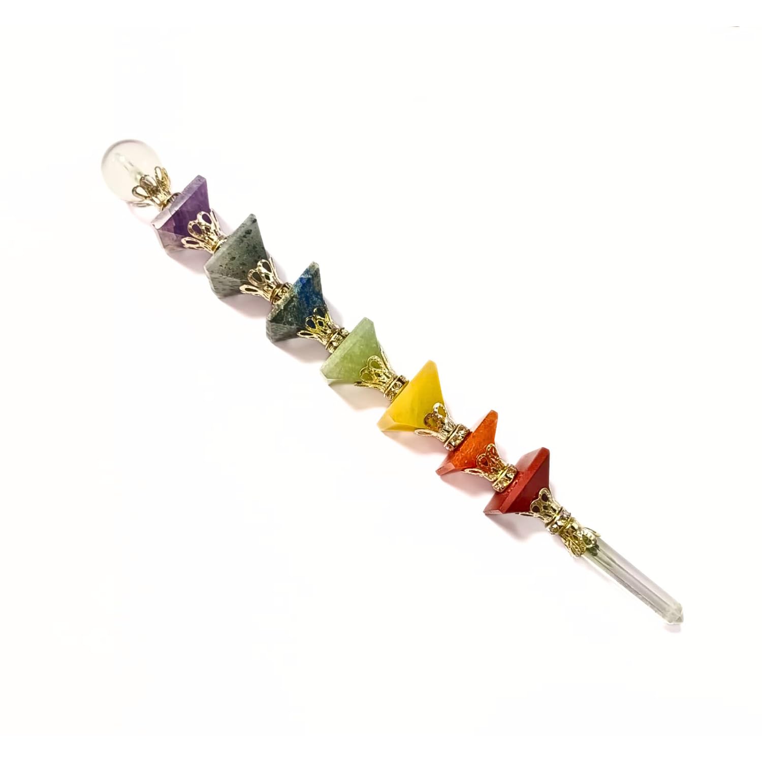 Prajet Crystal Chakra Pyramid Healing Wand Stick Crystal Therapy Balancing Energy Reiki Reiki, Crystal Useful in Vastu, feng Shui, Gift Gemstone Healing Reiki.