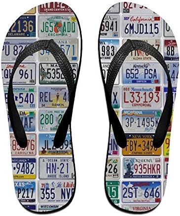 Vintage USA License Plates Beach Slippers Platforms Sandal Summer Strap Flip Flops For Men Women