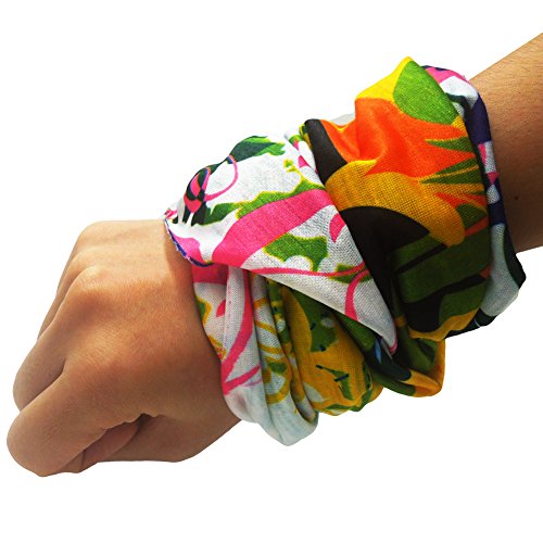 LEFV&Trade; 16-in-1 Headband Floral and Butterfly Design Versatile Magic Scarf Bandana Tube Headwear Seamless Neck Gaiter Balaclava Face Mask for Outdoor Sports Activity Magnificent Flower - Thumbnail 4