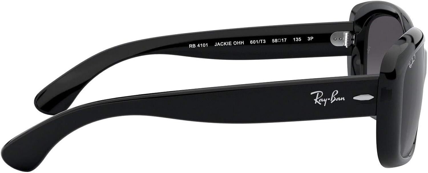 Ray-Ban Women's RB4101 Jackie Ohh Rectangular Sunglasses, Black/Polarized Grey Gradient, 58 mm: Shoes