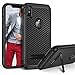 BENTOBEN Phone Case Compatible with iPhone Xs Max Case, Kickstand Design Slim 2 in 1 Heavy Duty Shockproof Hybrid Soft TPU Bumper Hard PC Cover with Carbon Fiber Texture Protective Case,Black