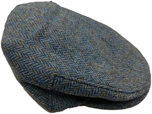 Irish Tweed Flat Cap (S (6 7/8), Blue Herringbone)