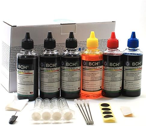BCH Standard 600 ml Refill Ink Kit for all printers 3 black 100ml, 1 cyan 100ml, 1 x magenta 100ml. 1 xyellow 100ml