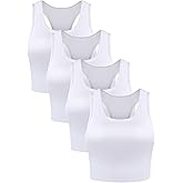 Boao 4 Pieces Basic Crop Tank Tops Sleeveless Racerback Crop Top for Women