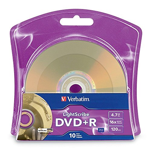 Verbatim 16x DVD+R LightScribe Blank Media, 4.7GB/120min - 10 Pack