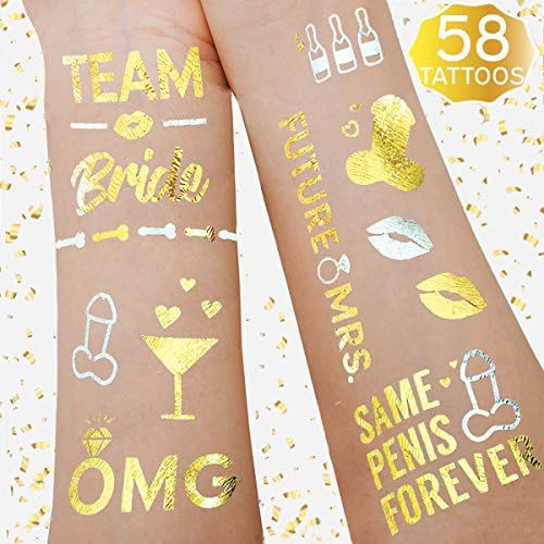 58 Bachelorette Party  - Team Bride, Future Mrs, Buy Me A Drink (2 sheets)- Temporary Flash Tattoos,Waterproof Temporary Tattoos,Naughty Bridal Shower Favor Gifts and Decorations.