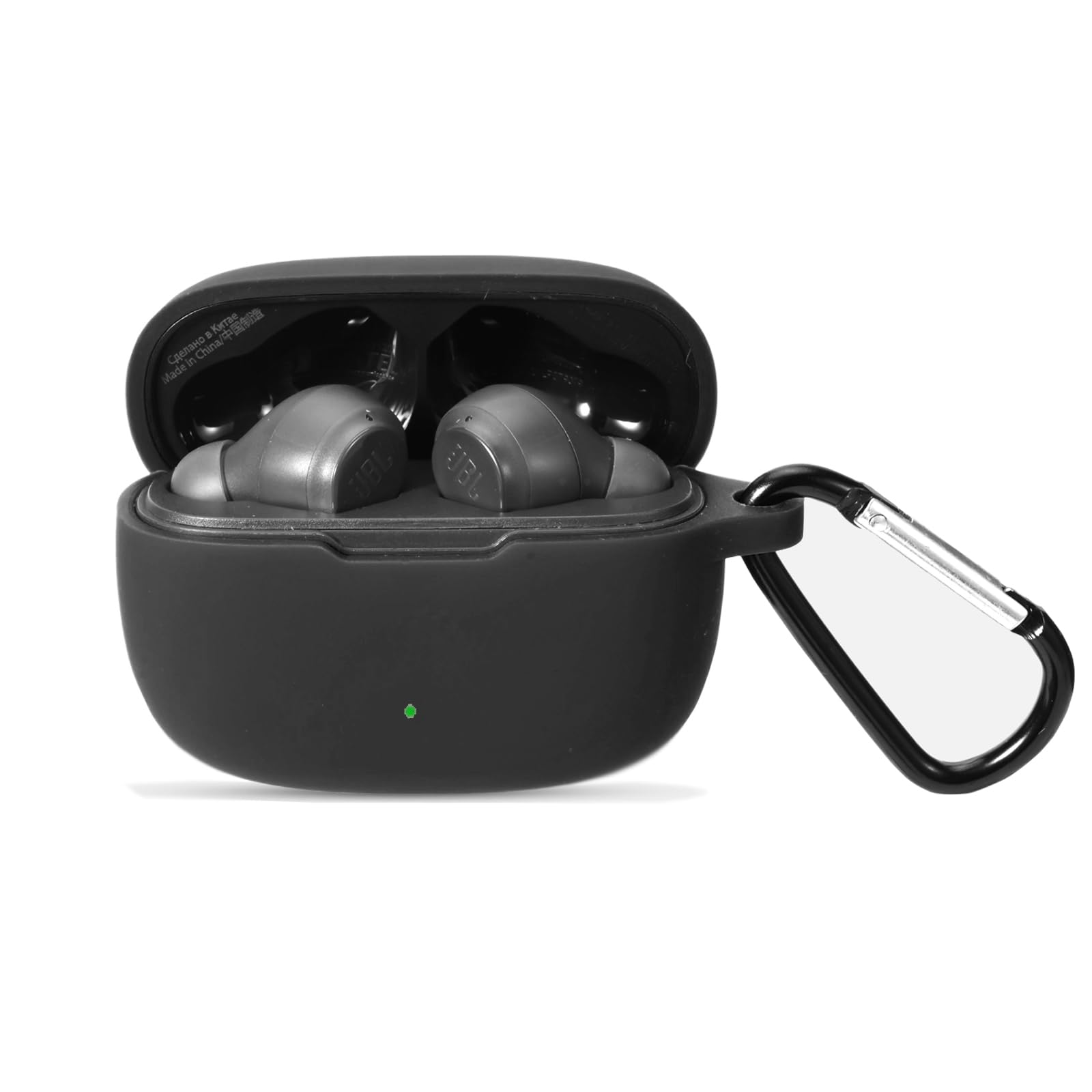 Photo 1 of Claiol Silicone Case for JBL Vibe 200TWS & JBL Vibe Beam True Wireless Headphones, Premium Shockproof Case Cover with Carabiner Compatible with JBL Vibe 200TWS & JBL Vibe Beam. (Black)