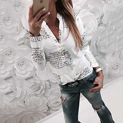 Yieune-Damen-Bluse-Langarm-V-Ausschnitt-Elegant-Blumen-Hemd-Casual-Oberteile-Tops