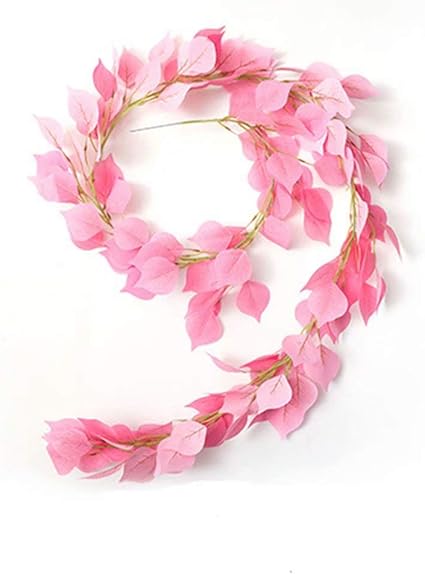 Amazon Safeinu ガーランド 花富士結婚式用 背景テーブル 家の装飾 アーチ壁の装飾 2m 人工ユーカリの葉緑花輪富士花つる シミュレーションユーカリ花富士 Pink Safeinu 造花