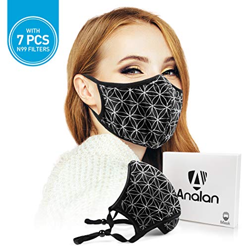 ANALAN Mouth Mask Anti Pollution Dust Mask Washable And Reusable Mask For Flu Pollen Allergies Somke(Silver life flower)