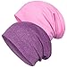 Senker Fashion Cotton Slouchy Beanie Hats, Chemo Headwear for Women Men Soft Lightweight Chemo Skull Cap Elastic Sleeping Cap Dark Purple Pink