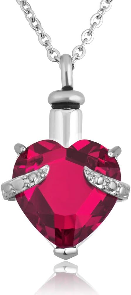 Uniqueen Heart Crystal Cremation Jewellery Urn Necklace for Ashes Memorial Keepsake Pendant