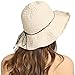 Linen Wide Brim Summer Beach Sun Hat for Women Foldable Travel Packable UV Bucket Cap (Beige)