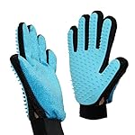 Idepet 2-in-1 Pet Dog Grooming Glove,Deshedding Brush and Furniture Pet Hair Remover Mitt For Cat & Dog Gentle Massage Tool Enhanced Five Finger Design Gloves with Soft Rubber Tips