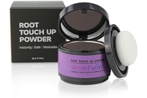 BRIMFULITE Root Touch Up Hair Color Quick Covering Hair Powder for Men and Women Stain-proof Windproof Gray Hair Cover Up with Compact Puff and Mirror 0.14 oz (Dark Brown)