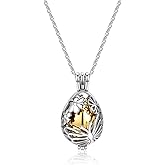 Zysta Cremation Jewelry Urn Necklace for Ashes Teardrop Butterfly Urn Memorial Locket Pendant Necklace Hollow Flower Jar Keepsake Cremation Jewelry for Women