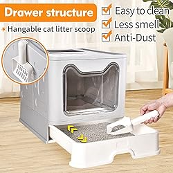 Homagico Foldable Cat Litter Box, Extra Large Front