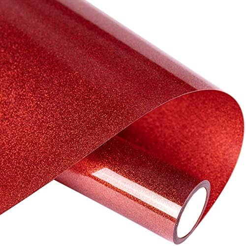 Red Glitter HTV Heat Transfer Vinyl 10In x 6.5ft Glitter HTV Vinyl