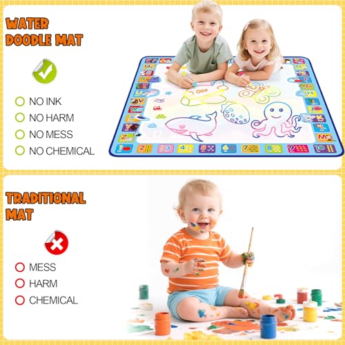 Tobeape® 100 X 100 cm Extra Large Aqua Magic Doodle Mat, Colorful Educational Water Drawing Doodling Mat Coloring Mat for Kids Toddlers Boys Girls Age of 3 4 5 6 7 8