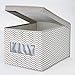 mDesign Decorative Soft Stackable Fabric Closet Storage Organizer Holder Box - Clear Window, Lid, for Child/Kids Room, Nursery - Large, Collapsible Foldable - Chevron Zig-Zag Print - Taupe/Natural