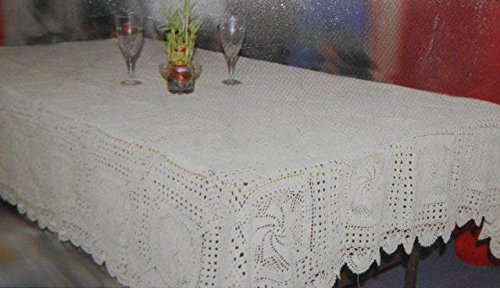 Tapestry Trading GL-29W6090 60 x 90 in. Handmade Indian Crochet Table Cloth, White